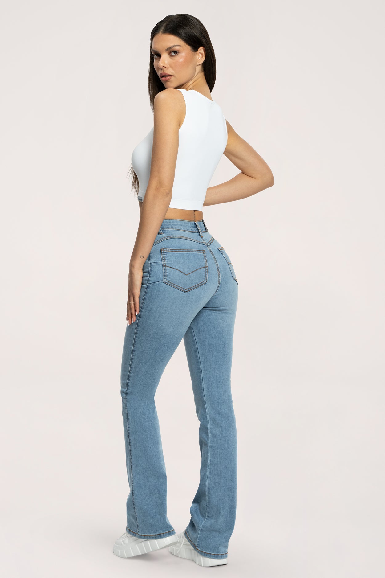 Džínsy zvony  long perfect slim light blue