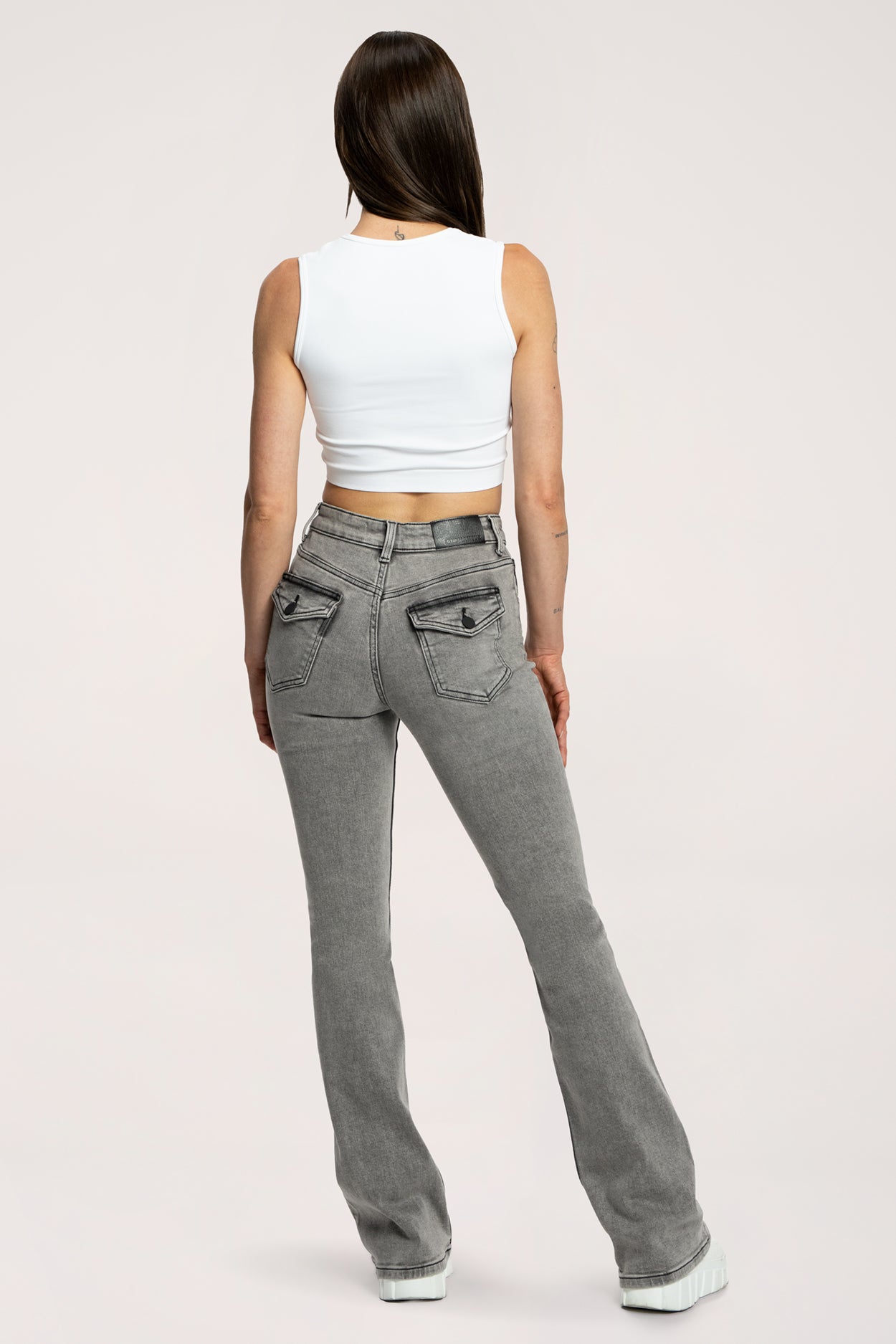 Džínsy zvony push up light grey