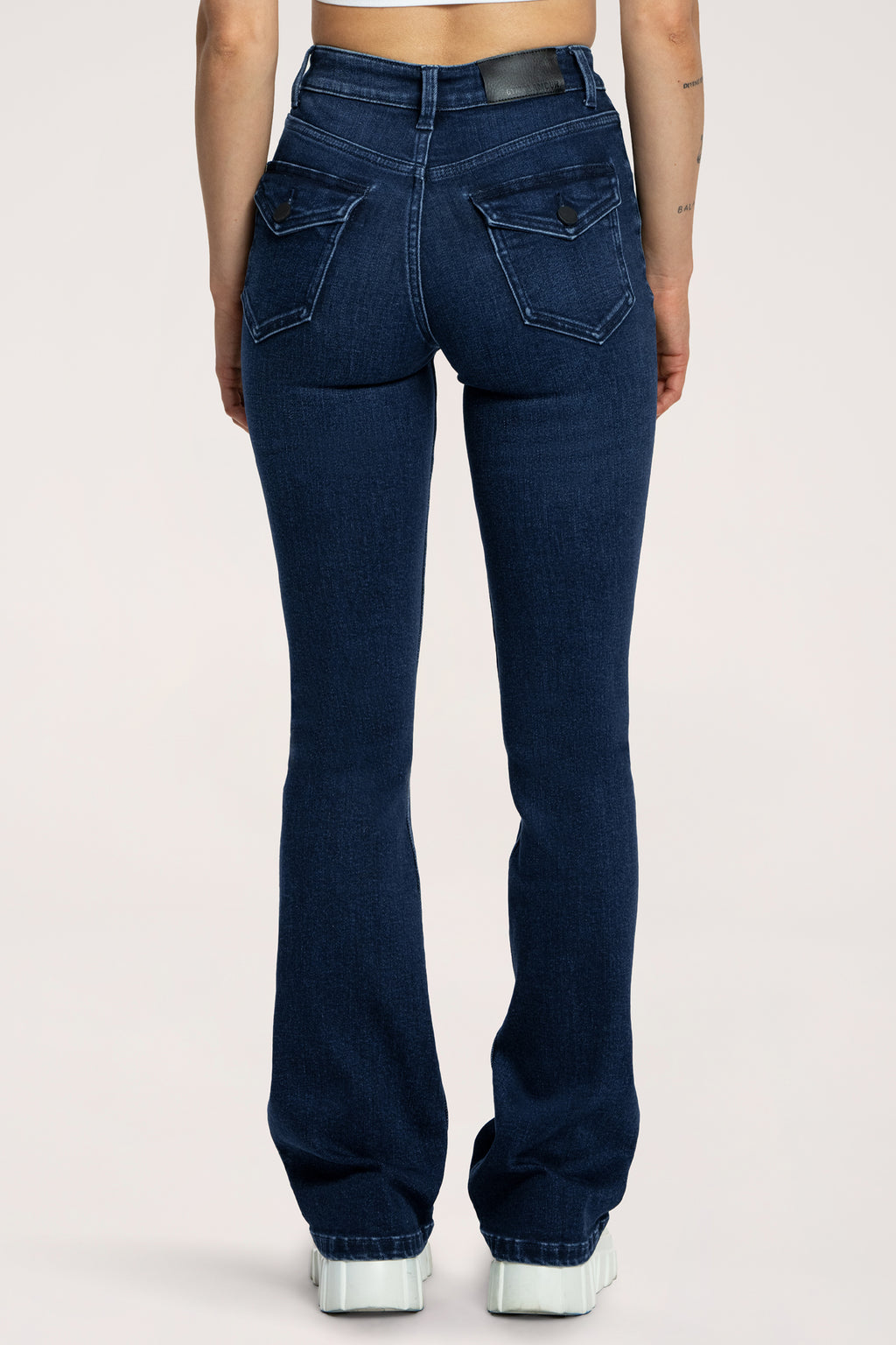 Džínsy zvony push up navy blue