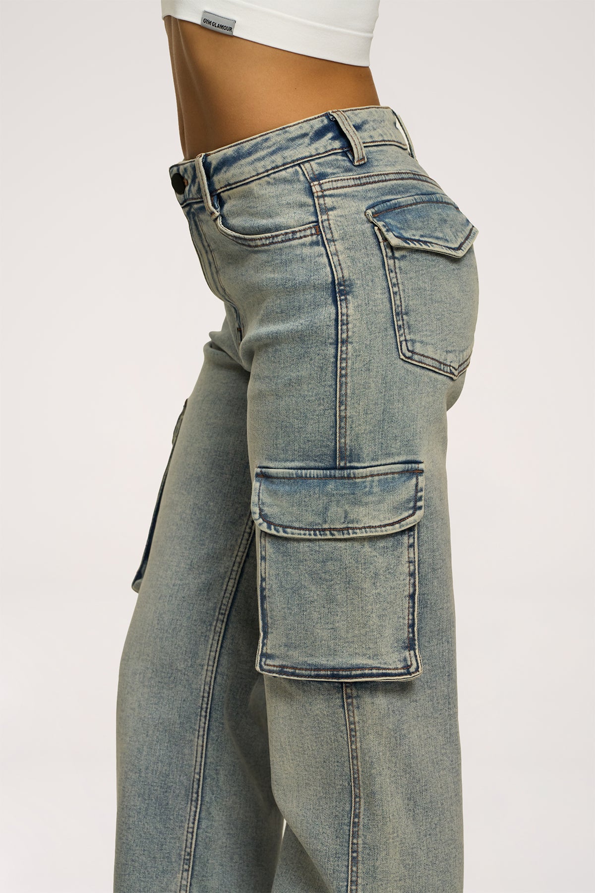 Džínsy cargo washed blue
