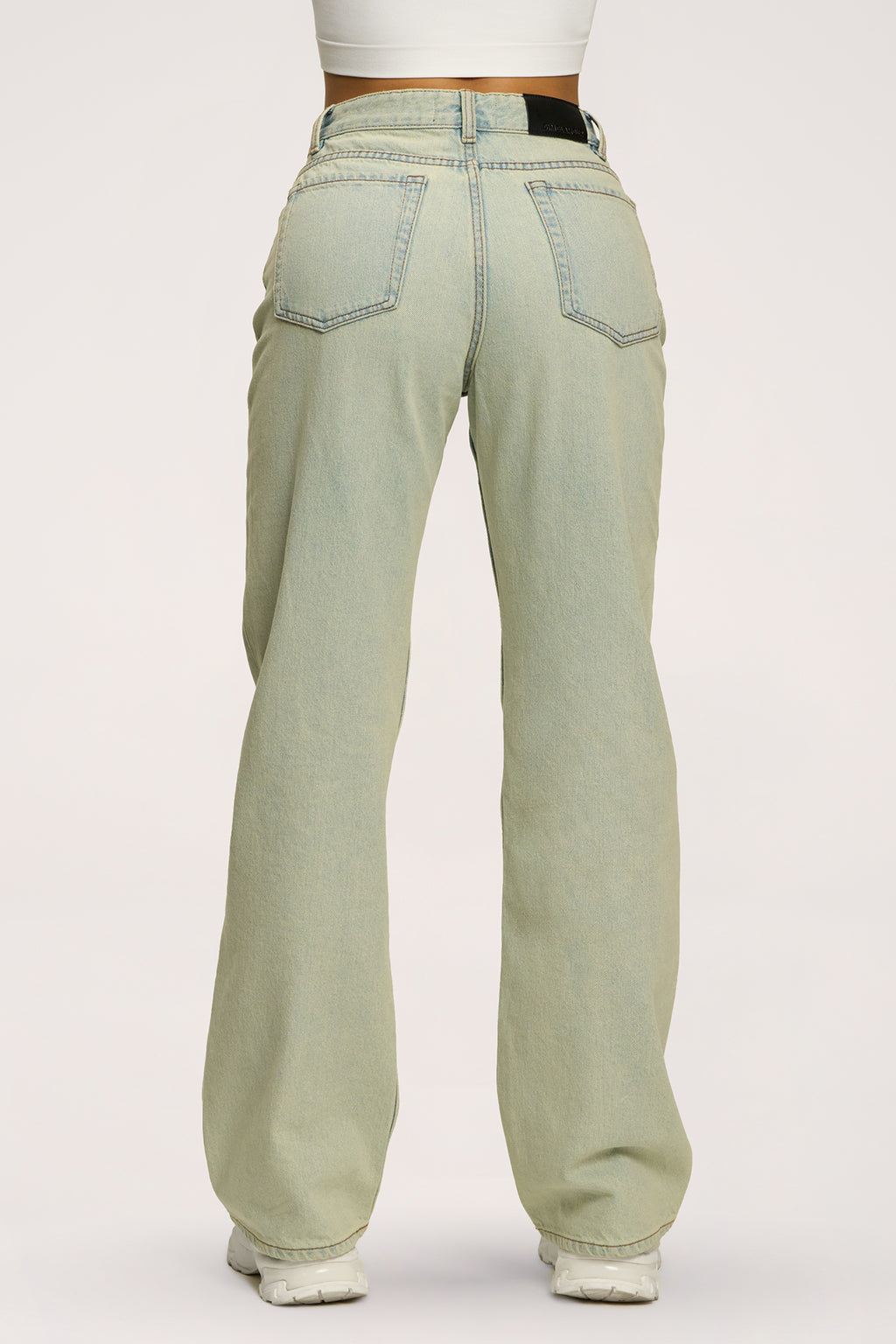 Džínsy wide relaxed light green