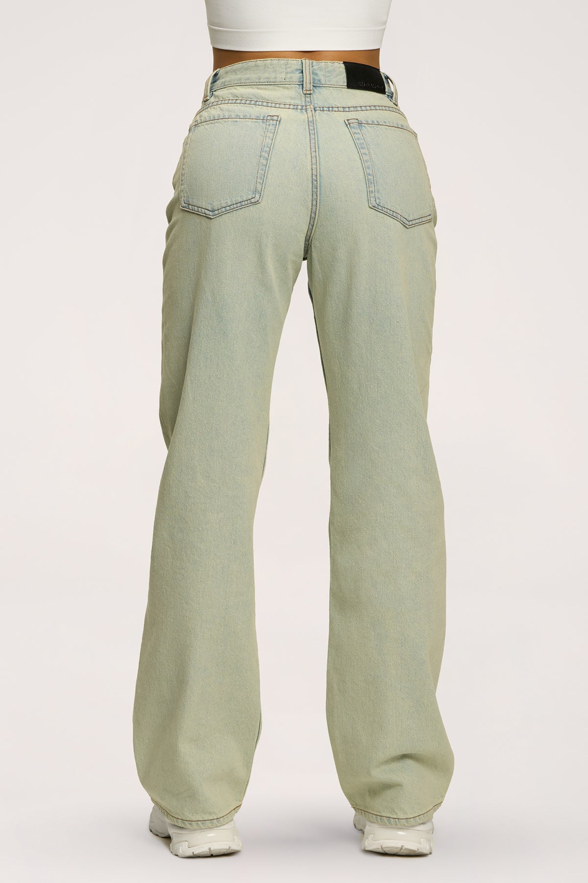 Džínsy wide relaxed light green