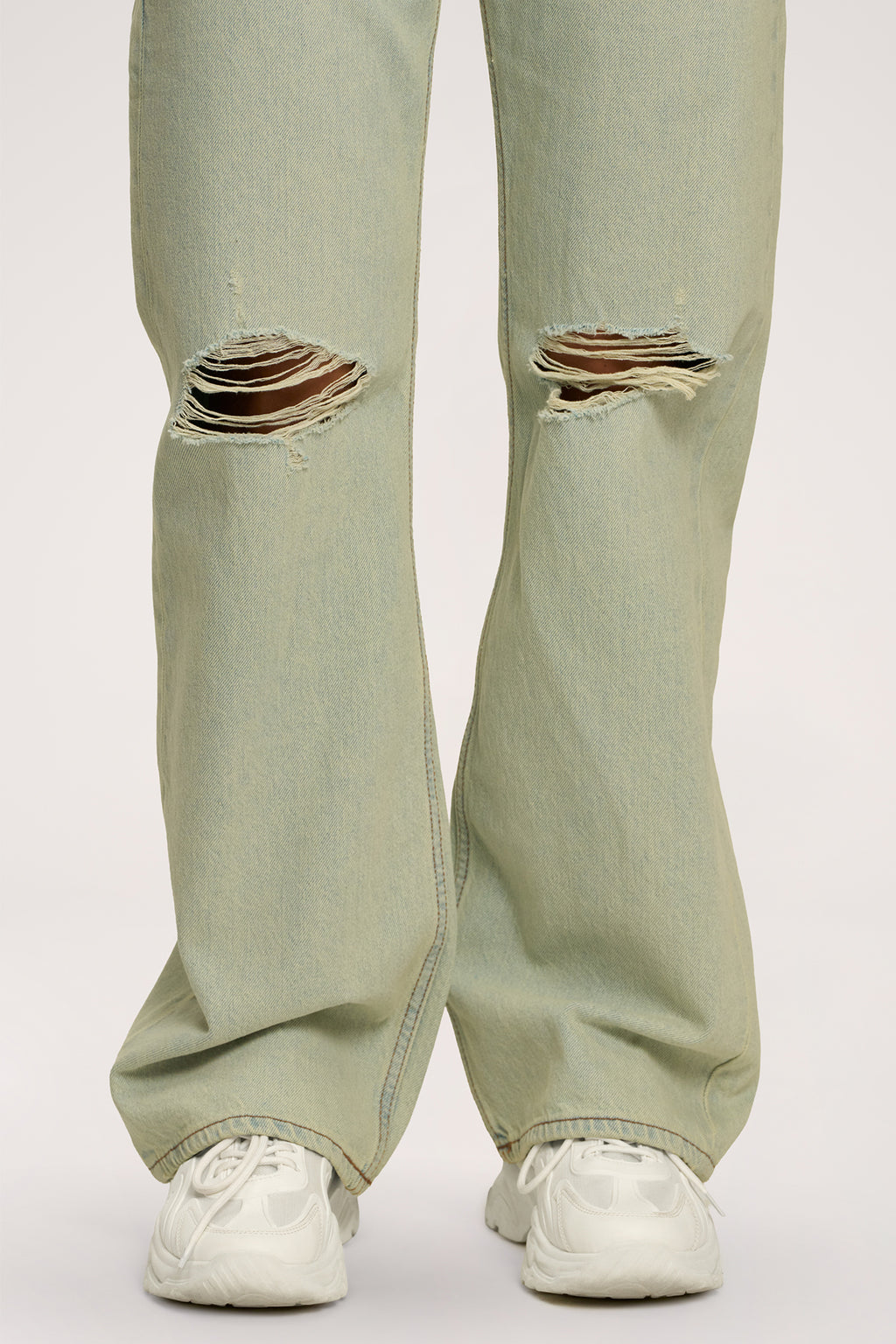 Džínsy wide relaxed light green