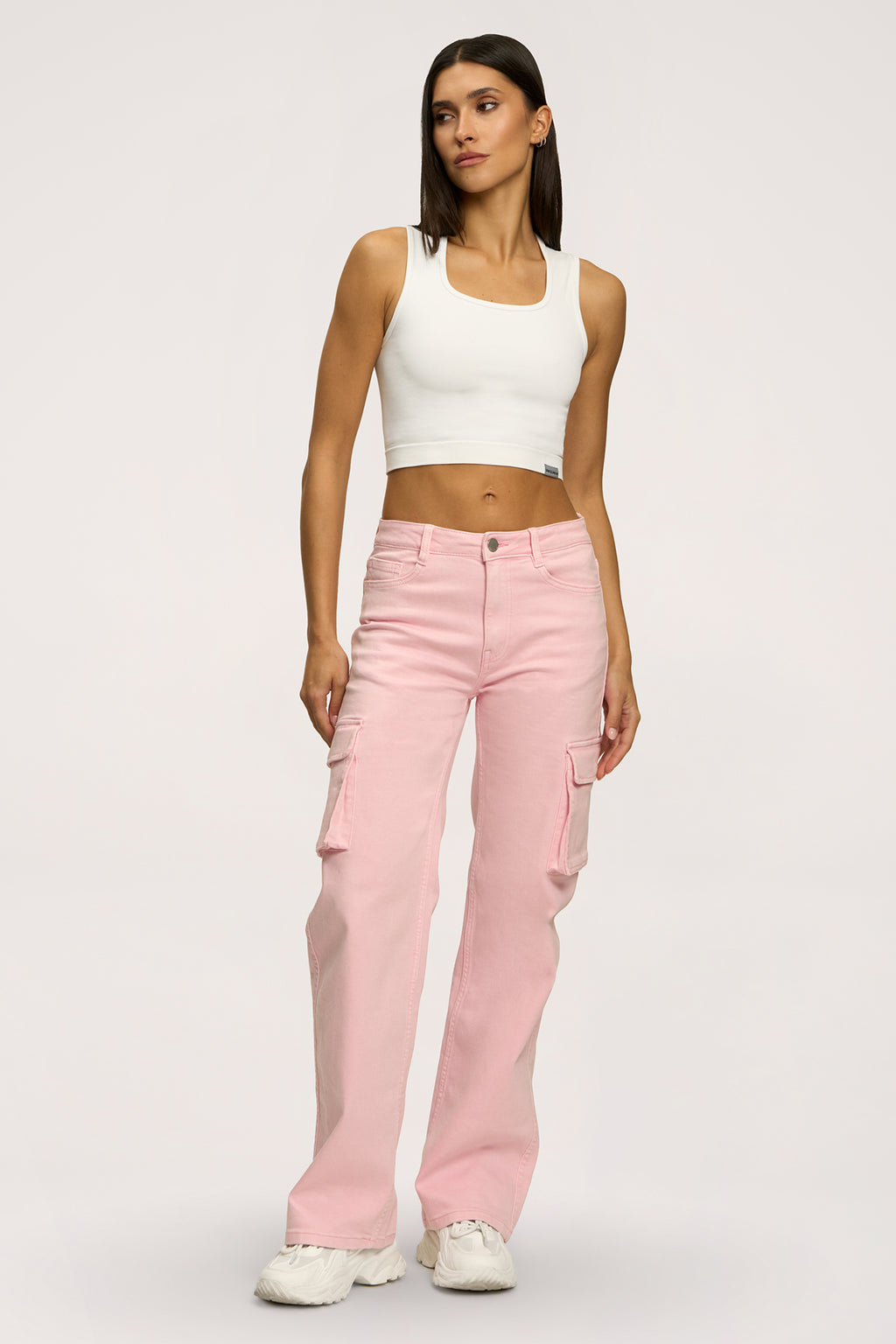 Džínsy cargo light pink