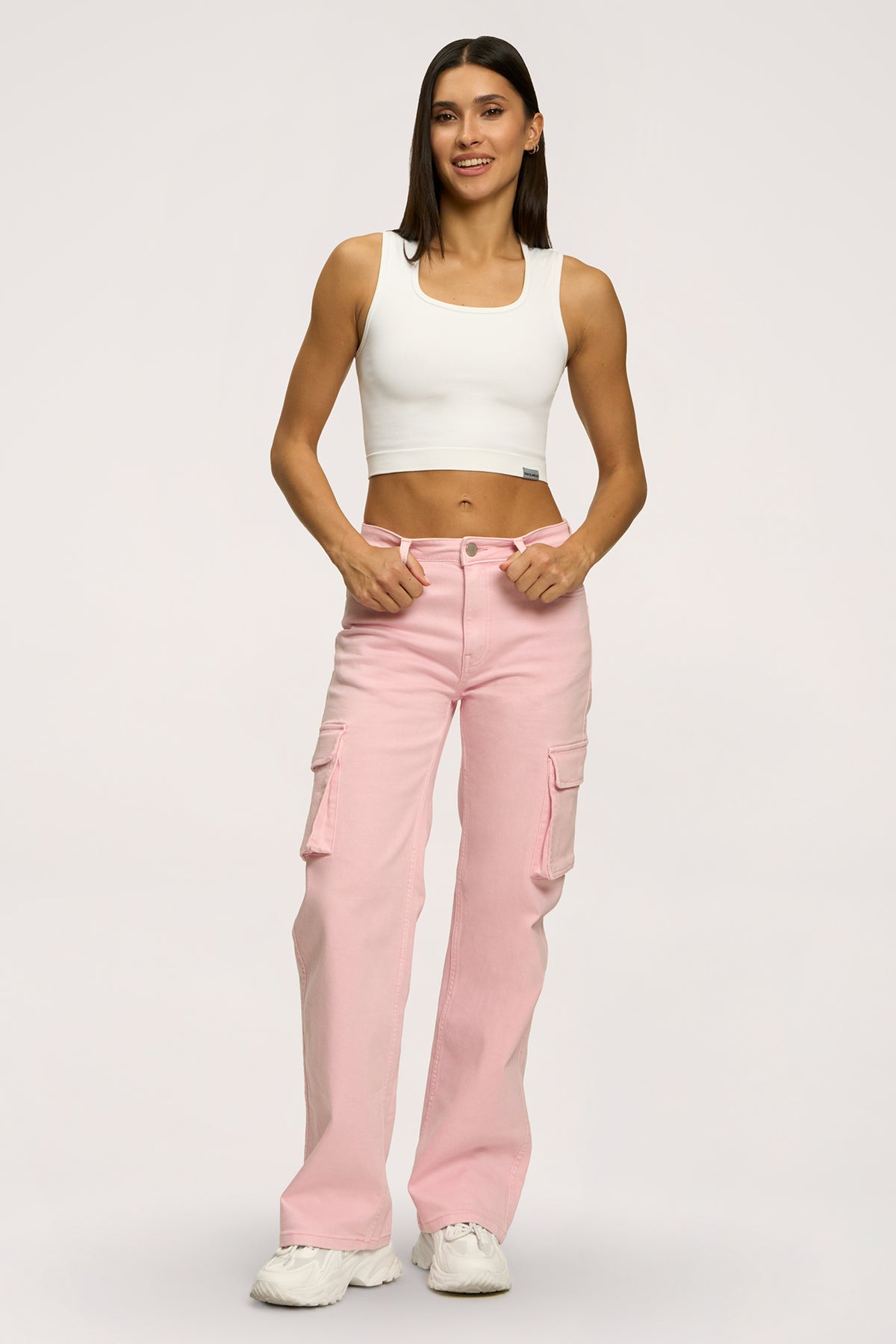 Džínsy cargo light pink
