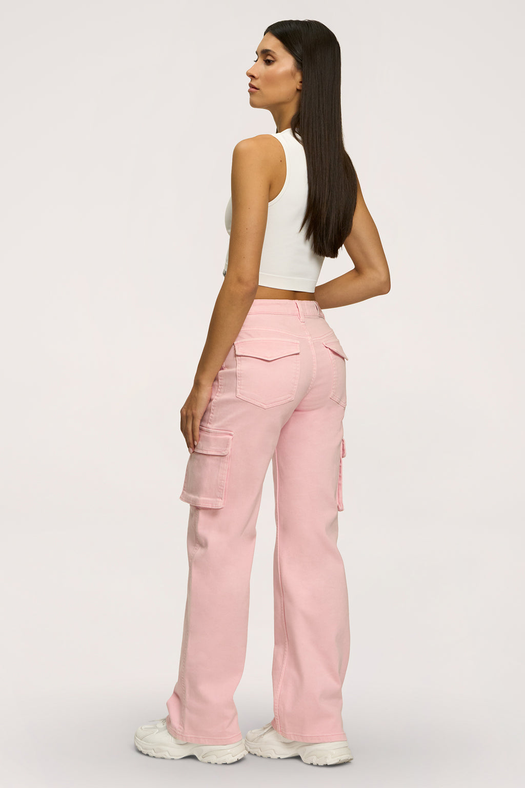 Džínsy cargo light pink