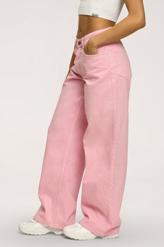 Džínsy boyfriend pink