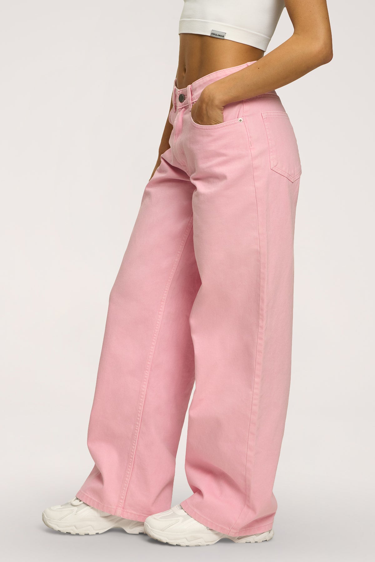 Džínsy boyfriend pink