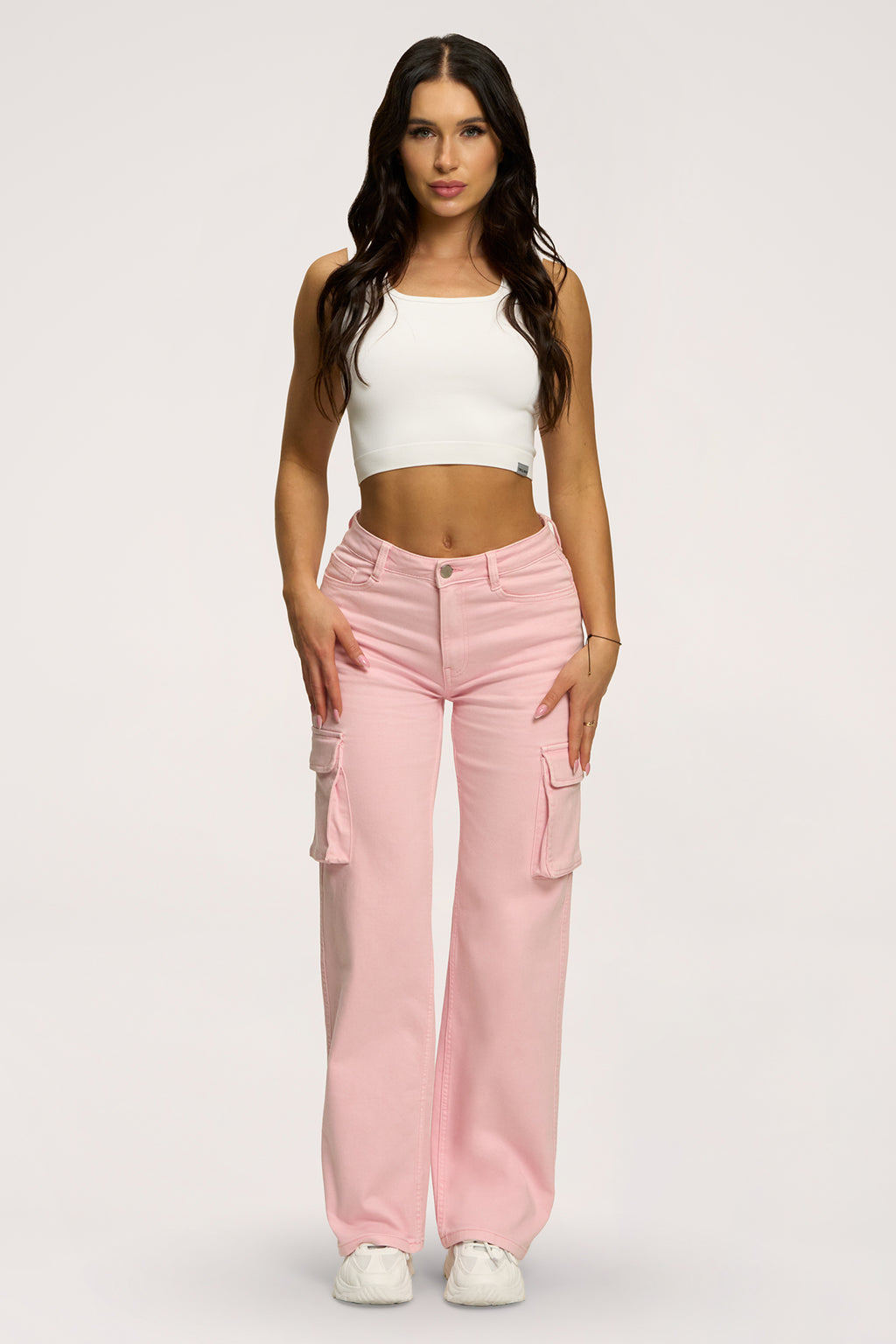 Džínsy cargo light pink