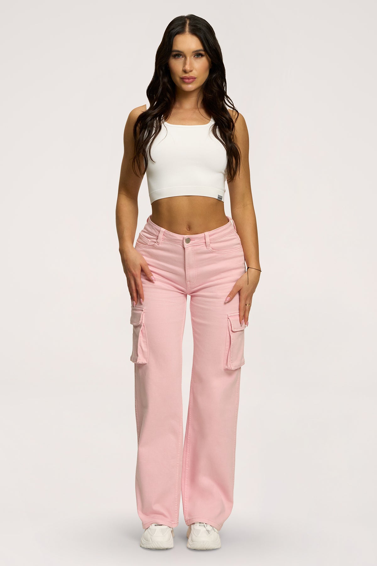 Džínsy cargo light pink