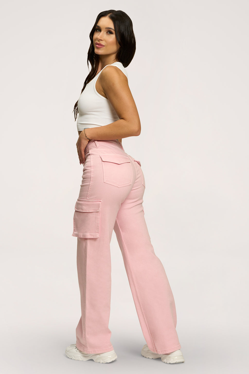 Džínsy cargo light pink