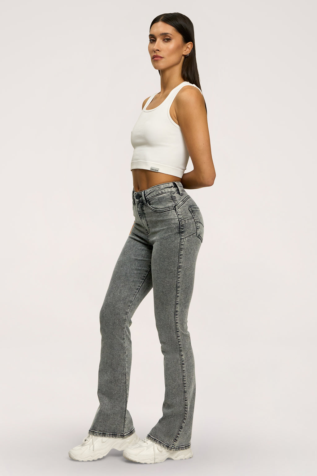 Džínsy zvony perfect slim light grey