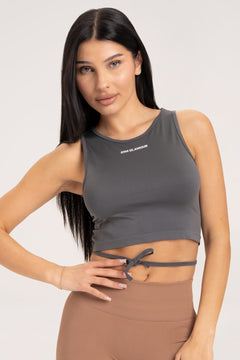 Top na šnúrovanie silver grey