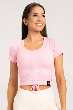 Tričko so sťahovaním candy pink