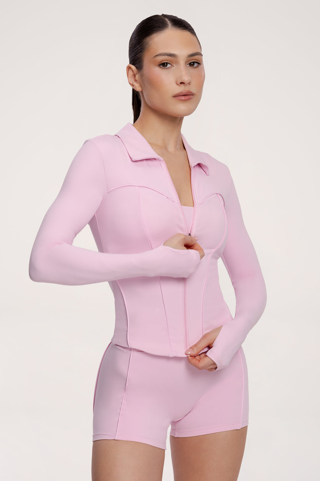 Mikina na zips pilates era pink