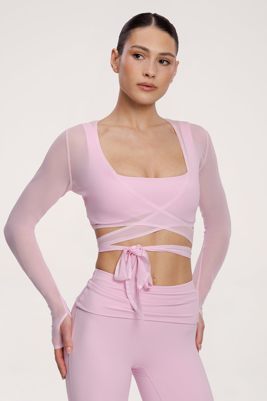 Viazaný prehoz pilates era pink
