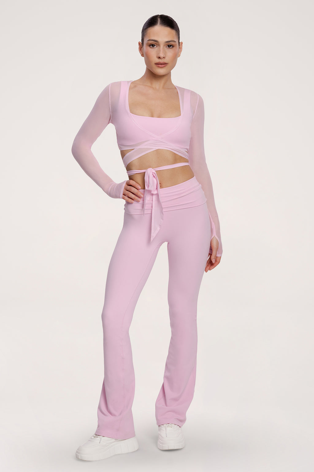 Viazaný prehoz pilates era pink