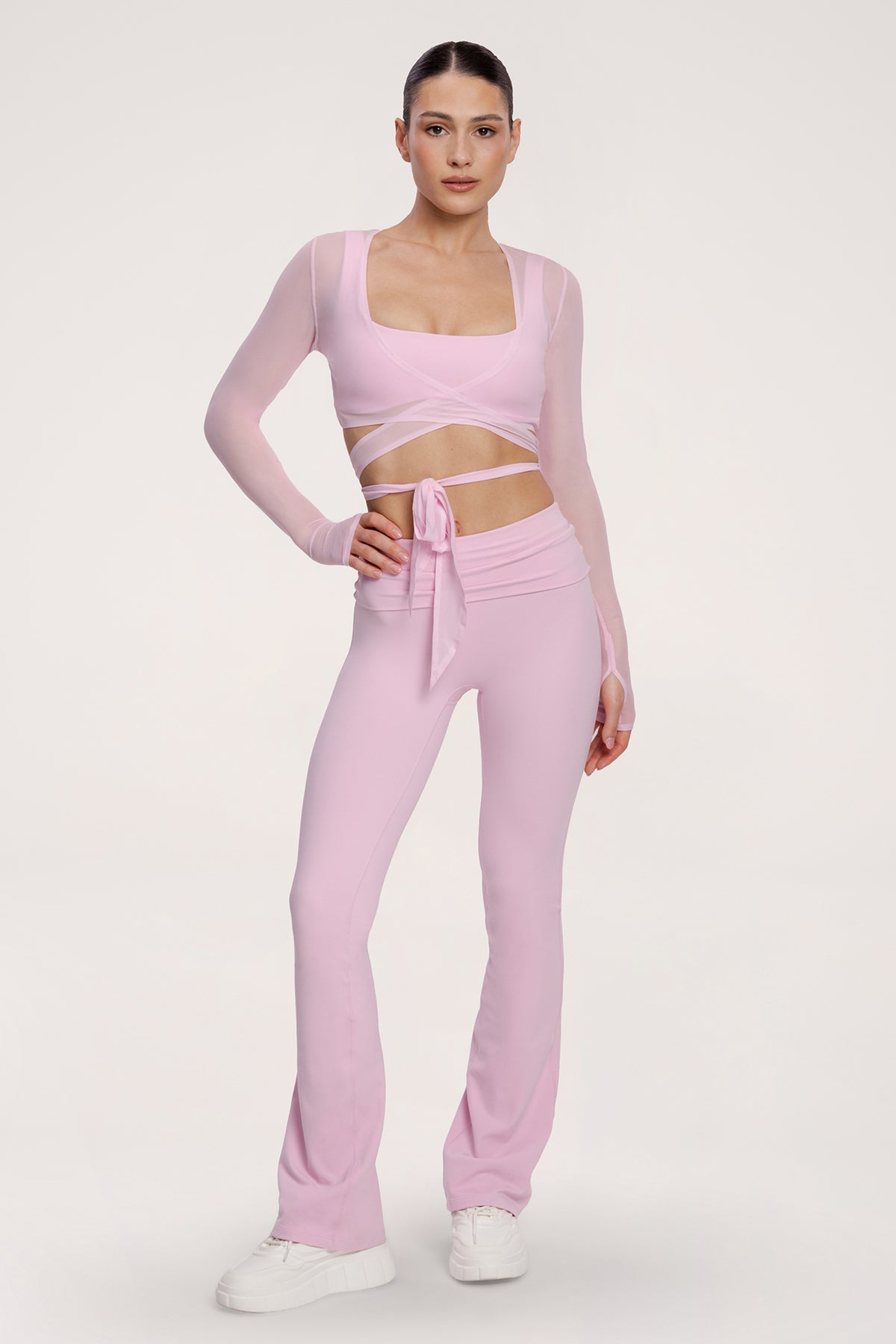 Viazaný prehoz pilates era pink