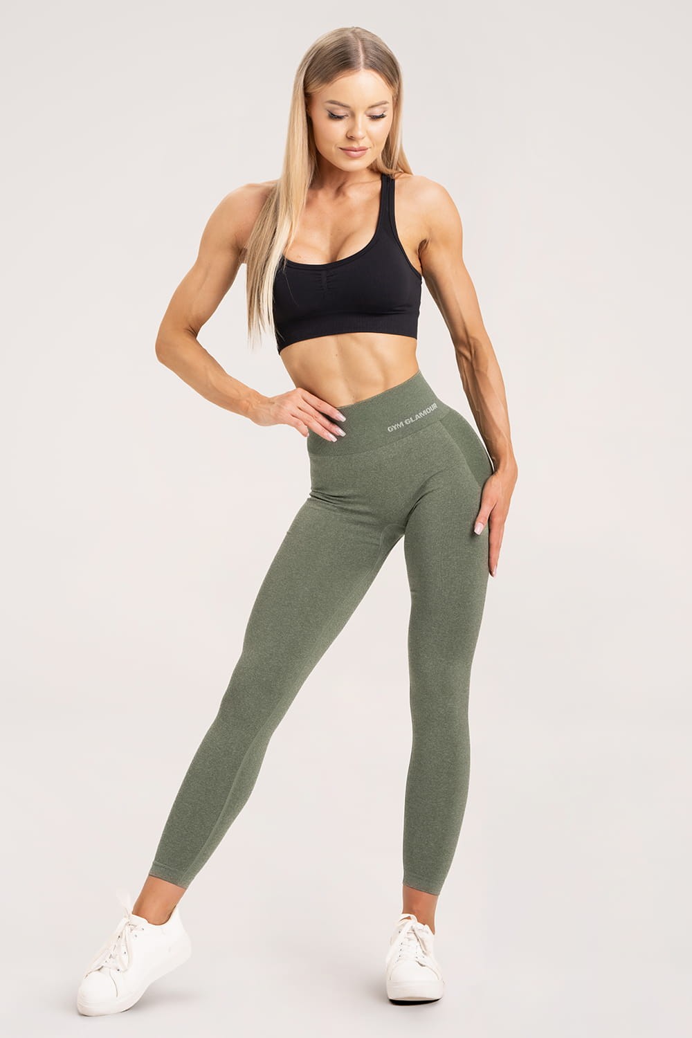 Leginsy melange khaki