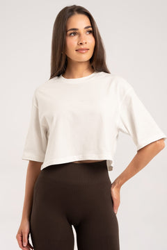 Tričko crop off white