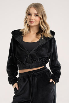 Mikina na zips Velour black