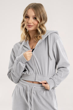 Mikina na zips Velour light grey