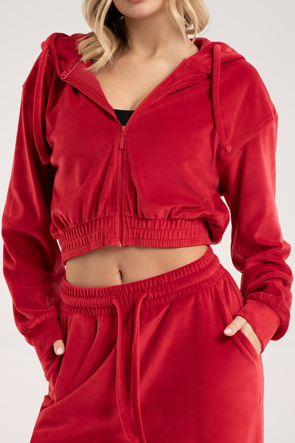 Bluza rozpinana velour red