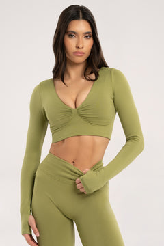 Longsleeve s odhaleným chrbtom matcha