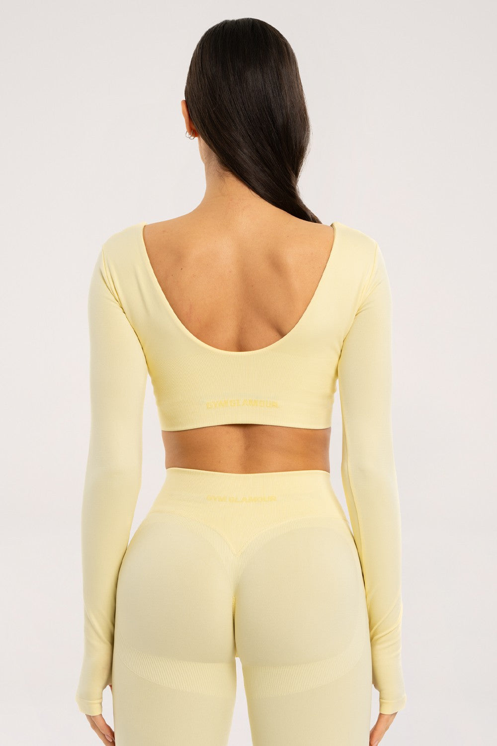Longsleeve z odkrytymi plecami butter yellow