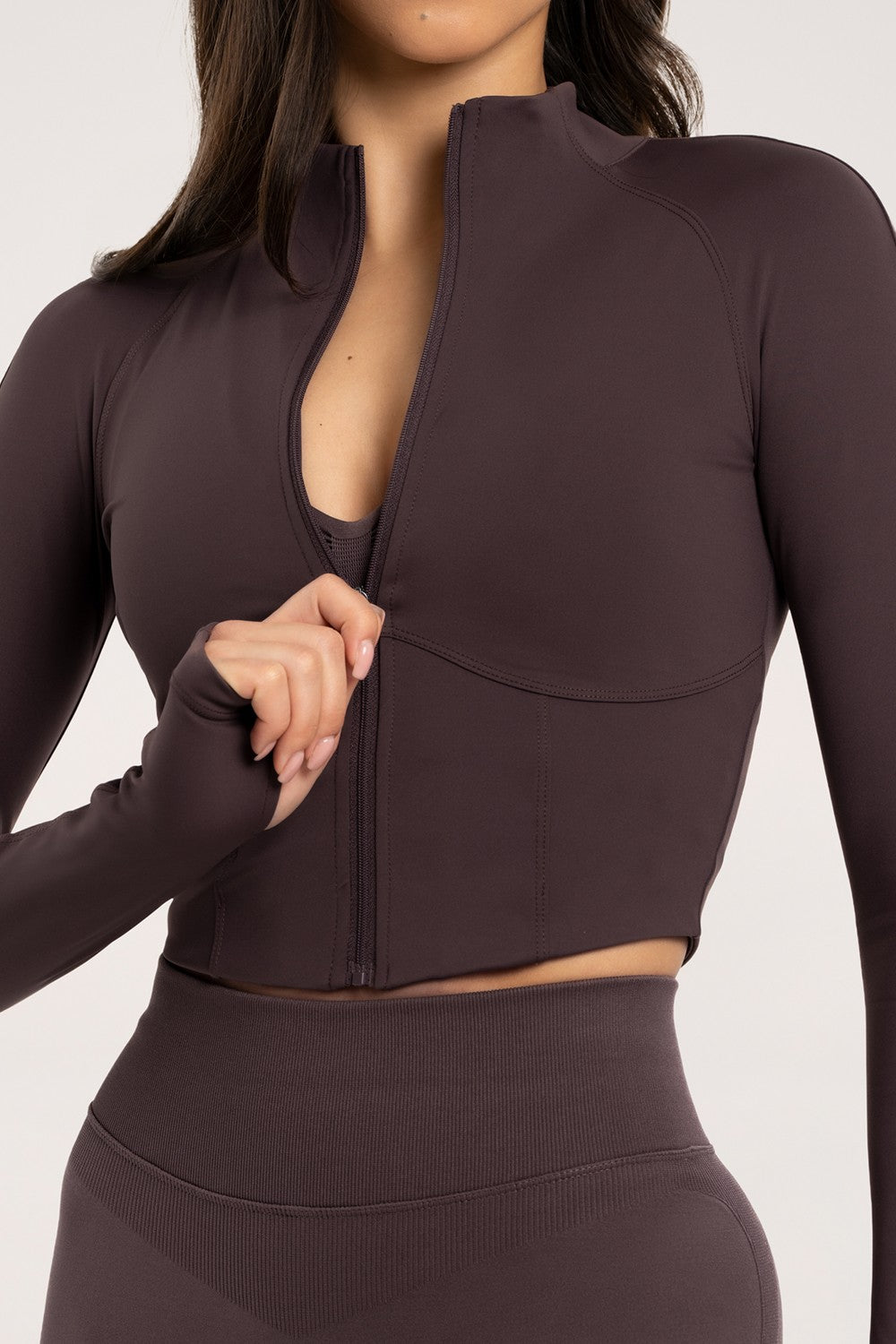 Bluza rozpinana "gorset" cacao