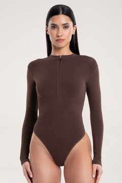 Body s dlhým rukávom touch chocolate