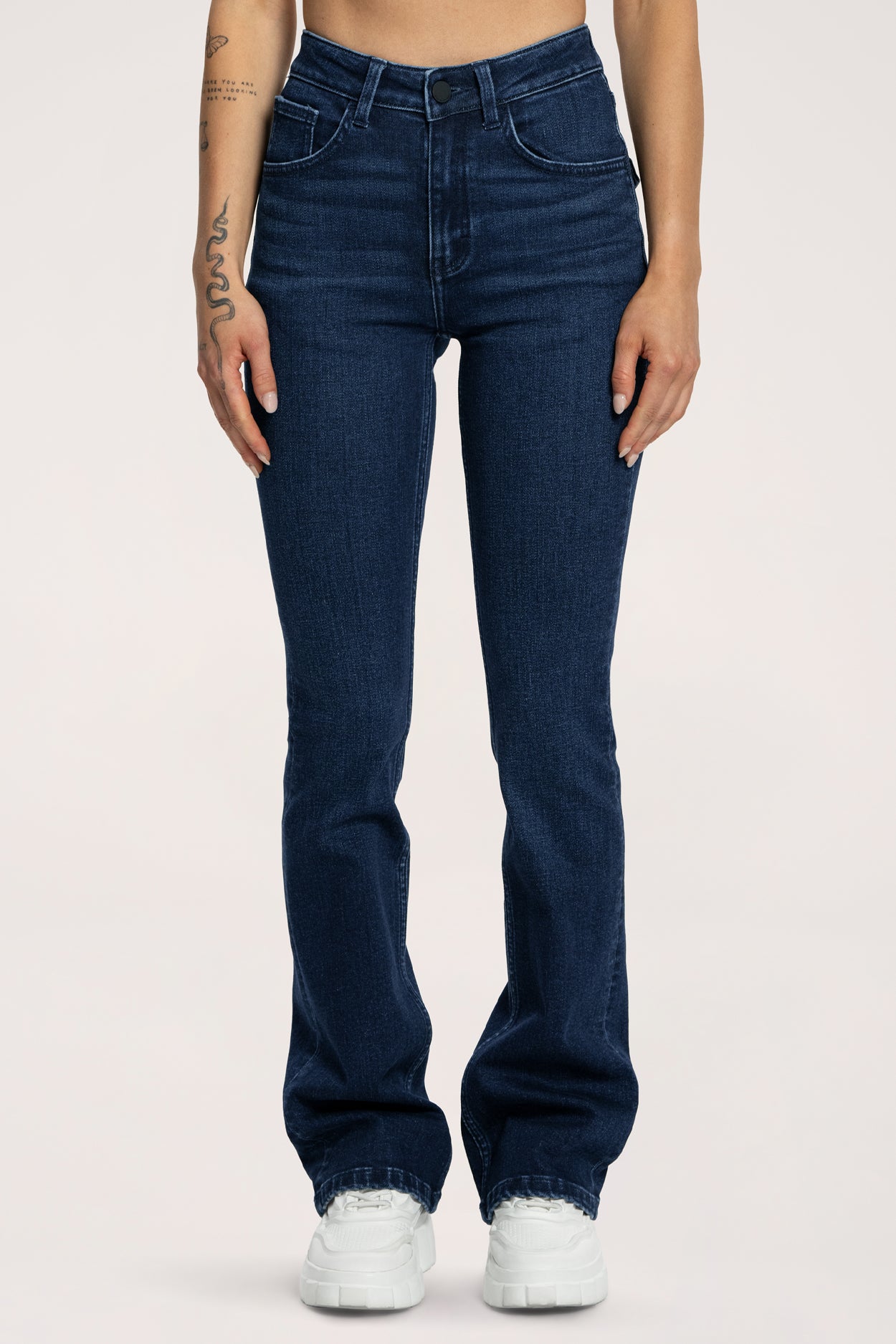 Jeansy dzwony push up navy blue
