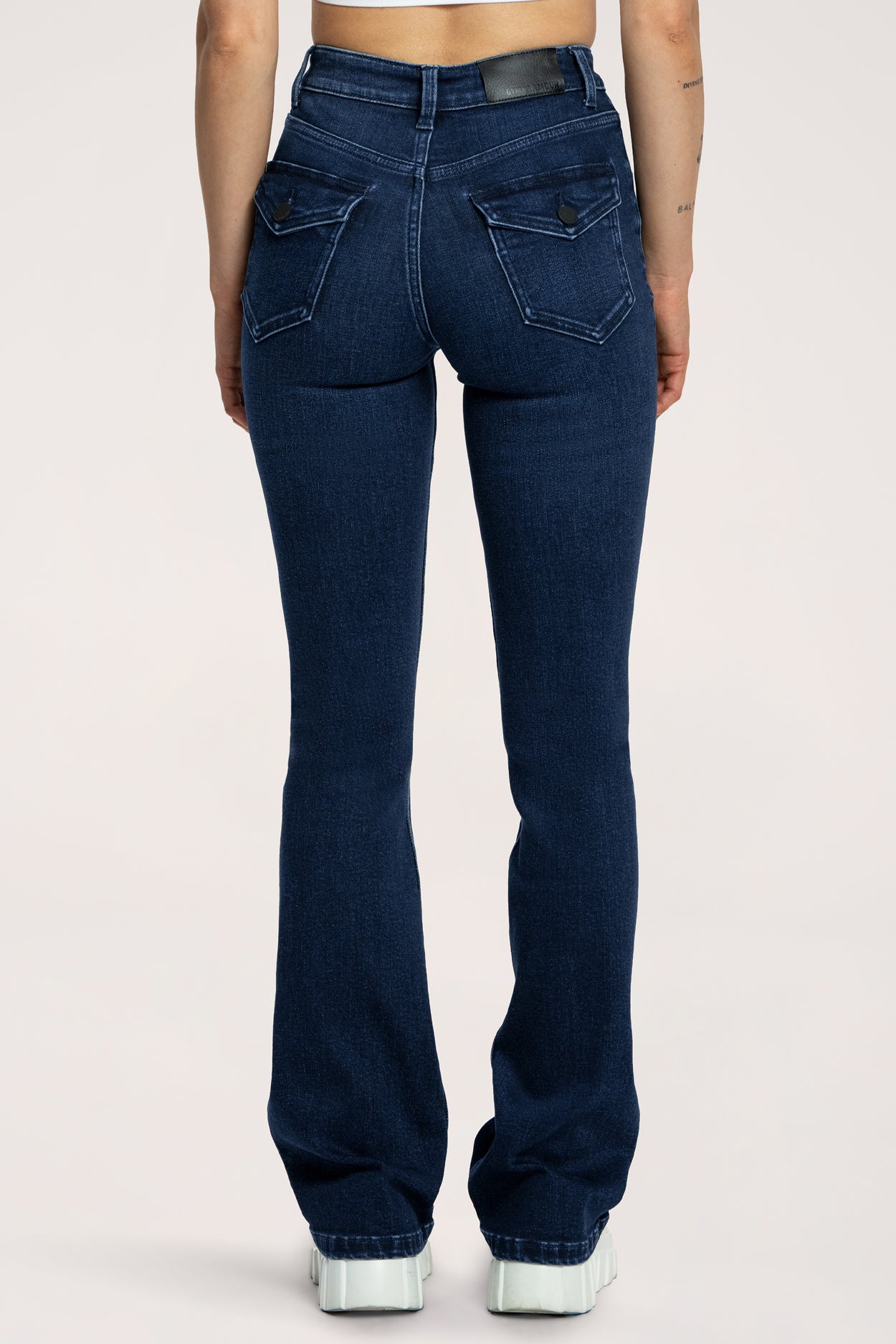 Jeansy dzwony push up navy blue