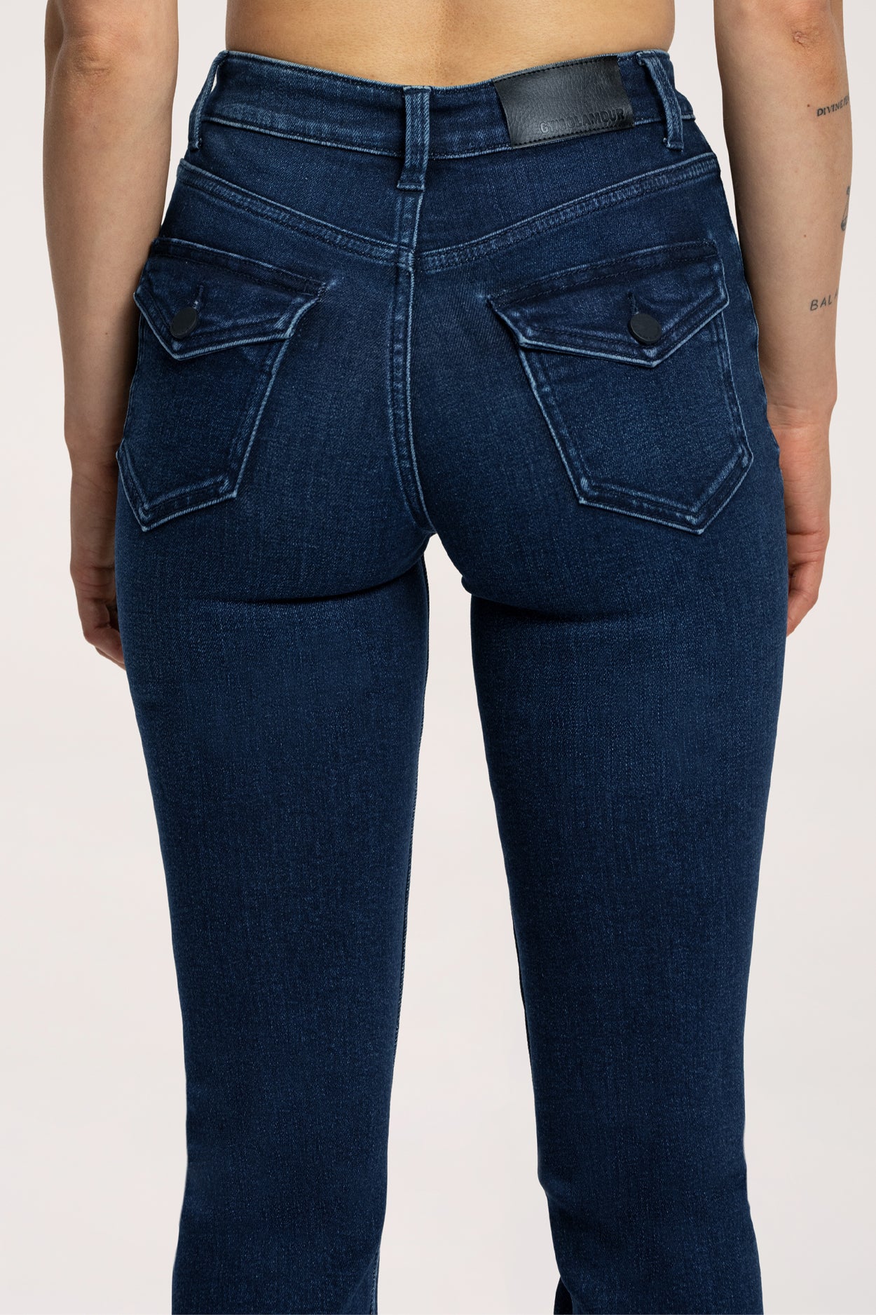 Jeansy dzwony push up navy blue