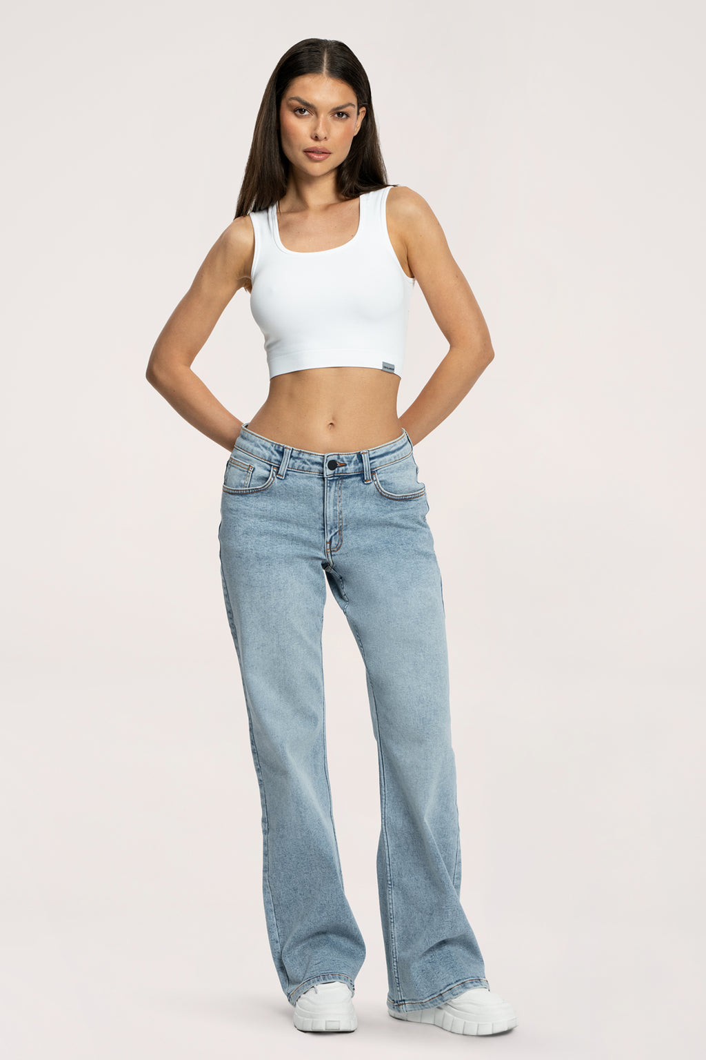 Jeansy long wide z niskim stanem light blue