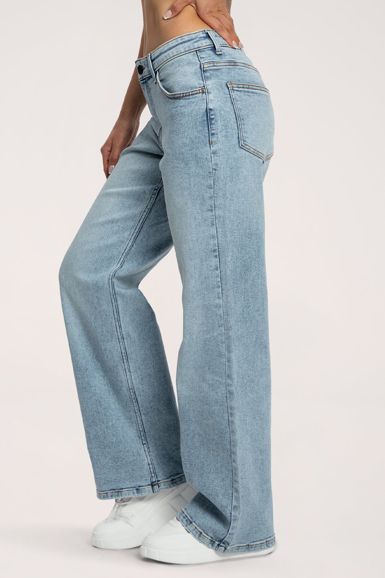 Jeansy long wide z niskim stanem light blue