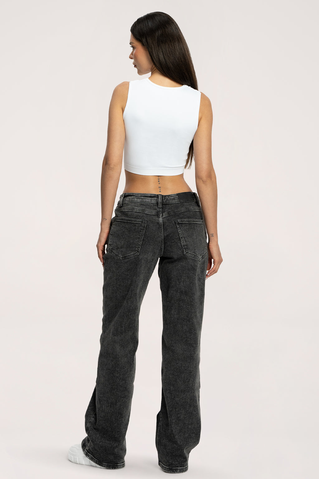 Jeansy long wide z niskim stanem black