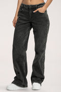 Jeansy long wide z niskim stanem black