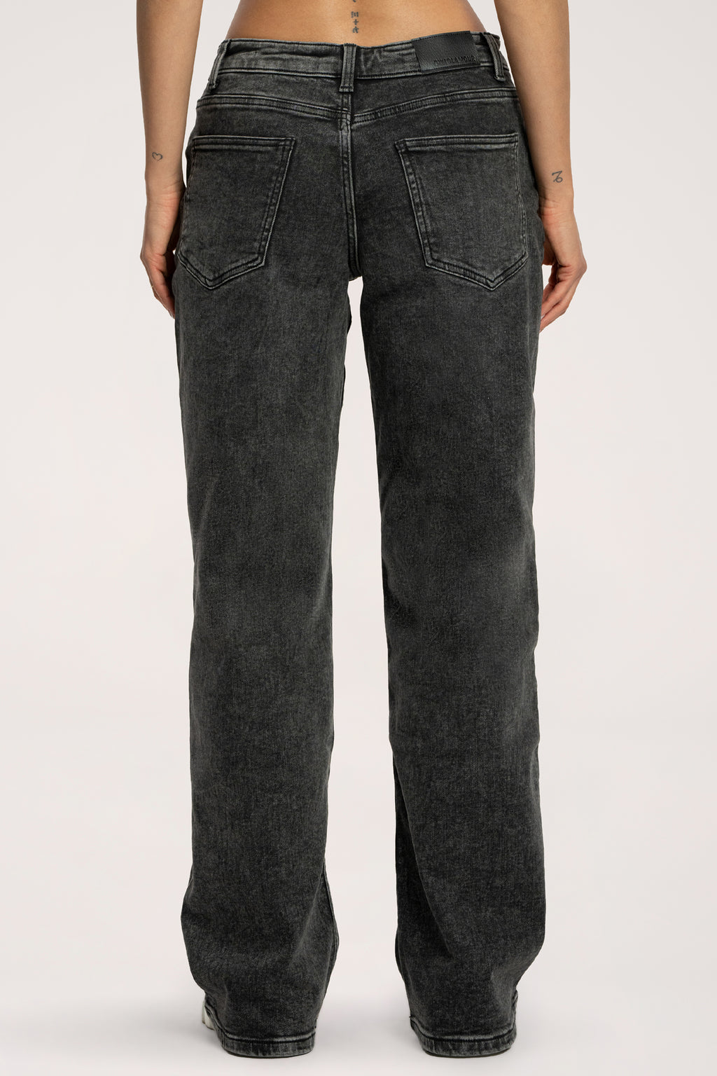 Jeansy long wide z niskim stanem black