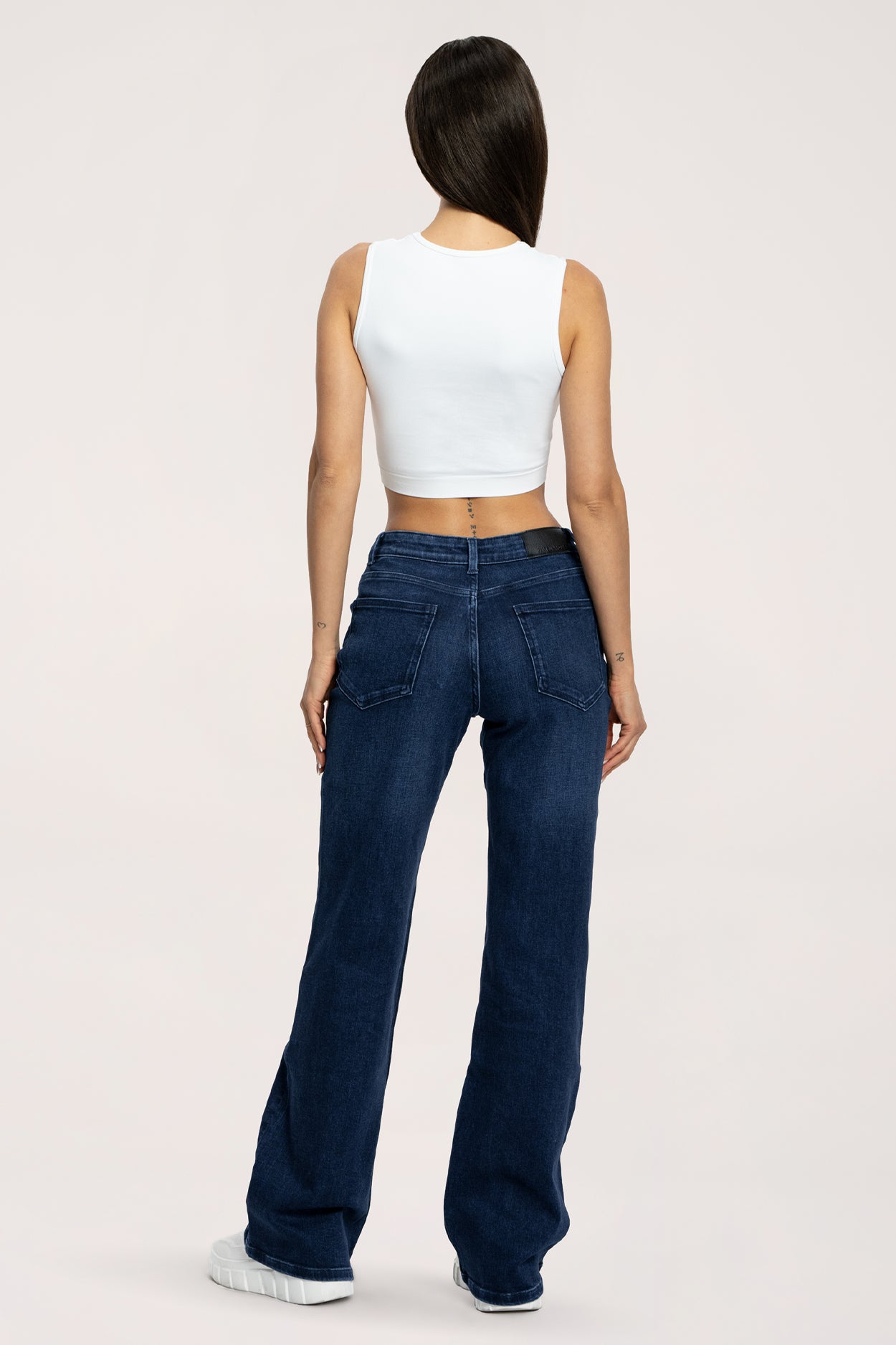Jeansy long wide z niskim stanem navy blue