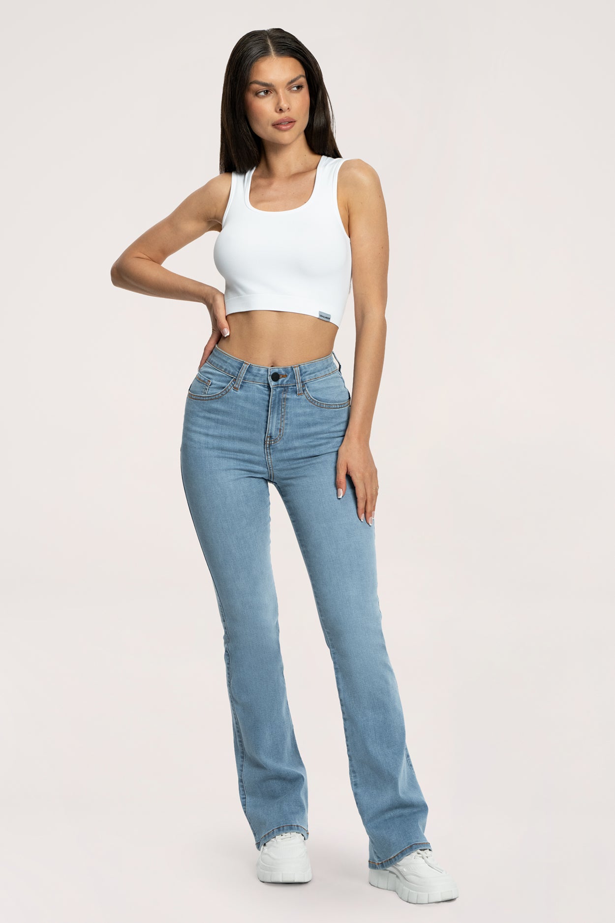 Jeansy long dzwony perfect slim light blue