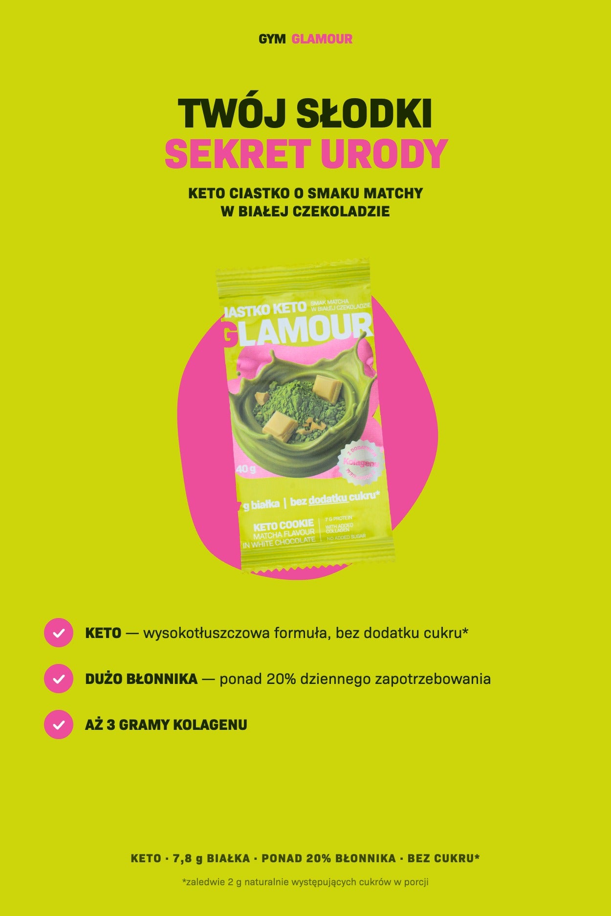 Keto sušienka GLAMOUR – Matcha v bielej čokoláde