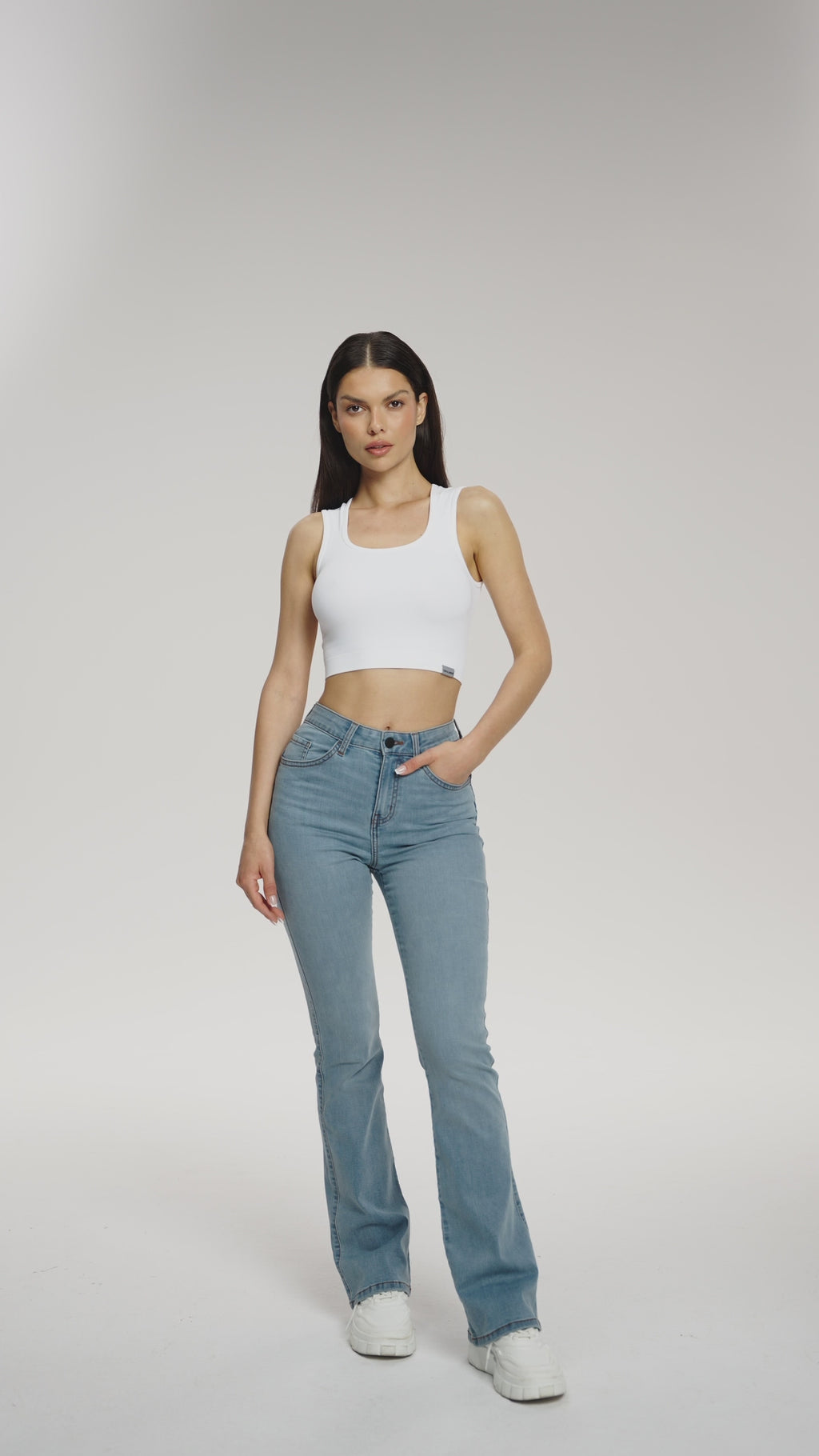 Džínsy zvony  long perfect slim light blue
