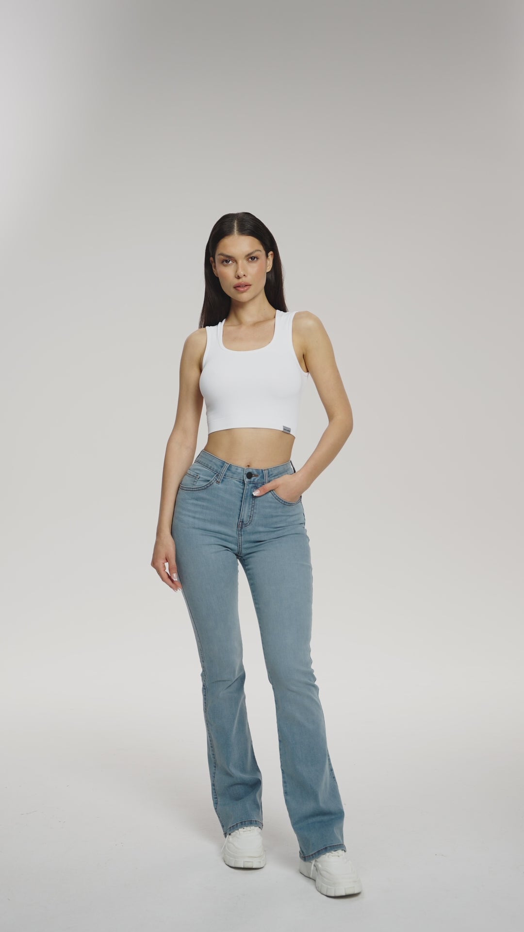 Džínsy zvony  long perfect slim light blue