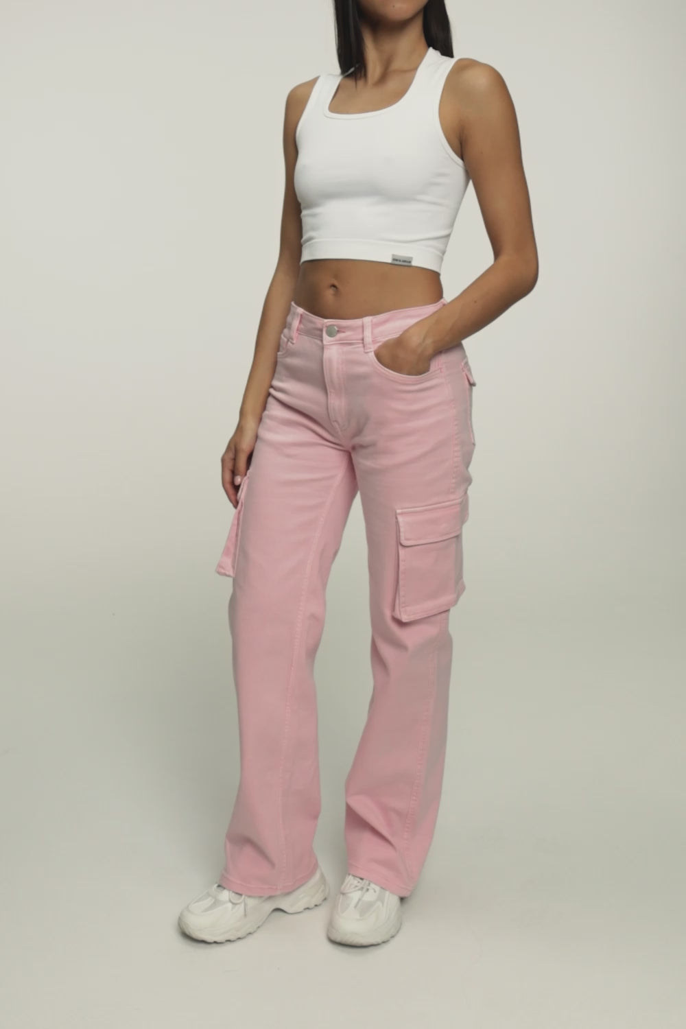 Džínsy cargo light pink
