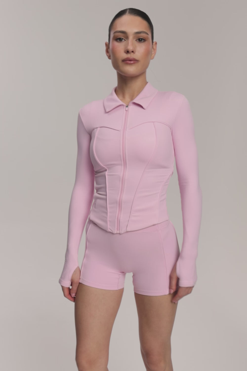 Mikina na zips pilates era pink