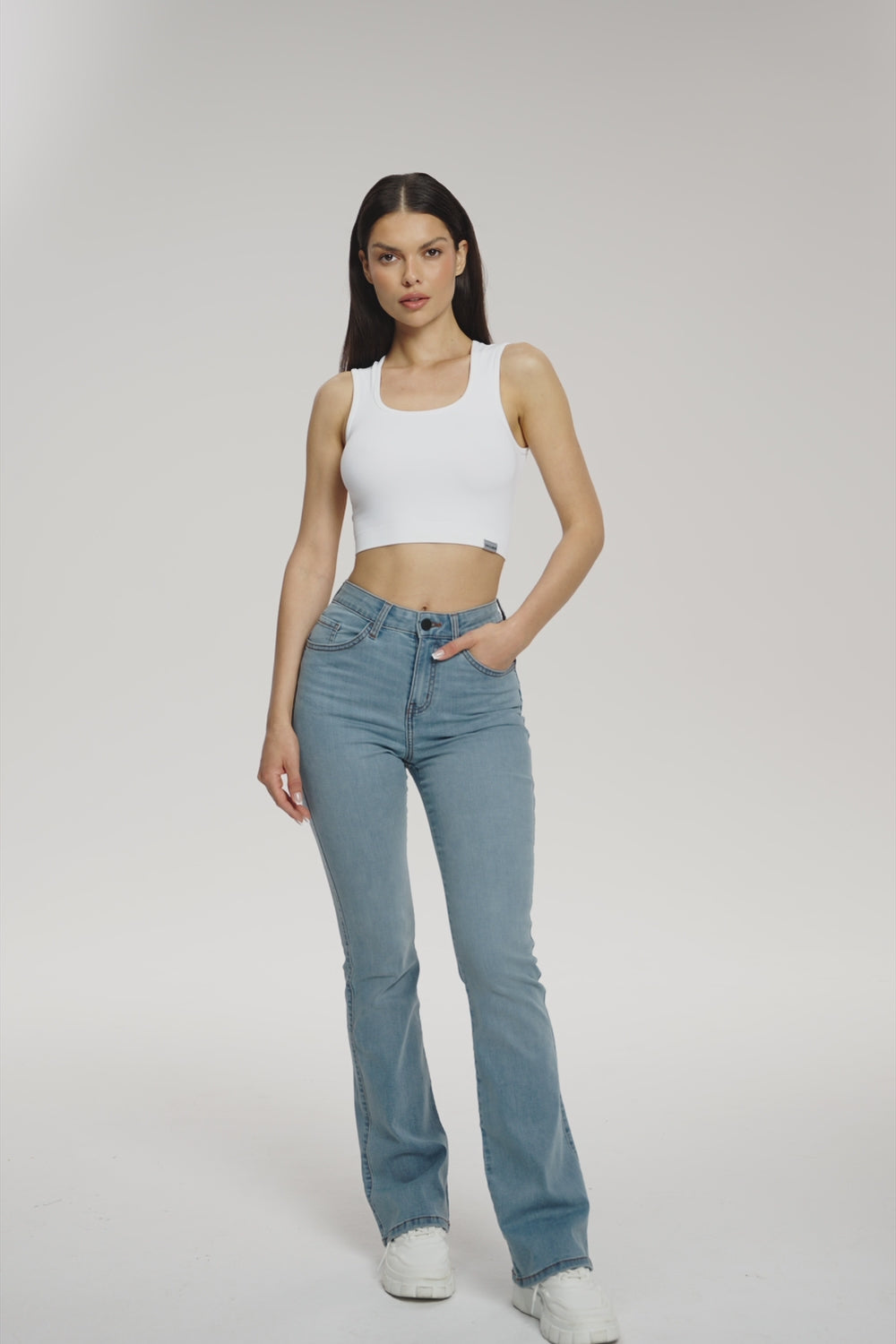 Džínsy zvony  long perfect slim light blue