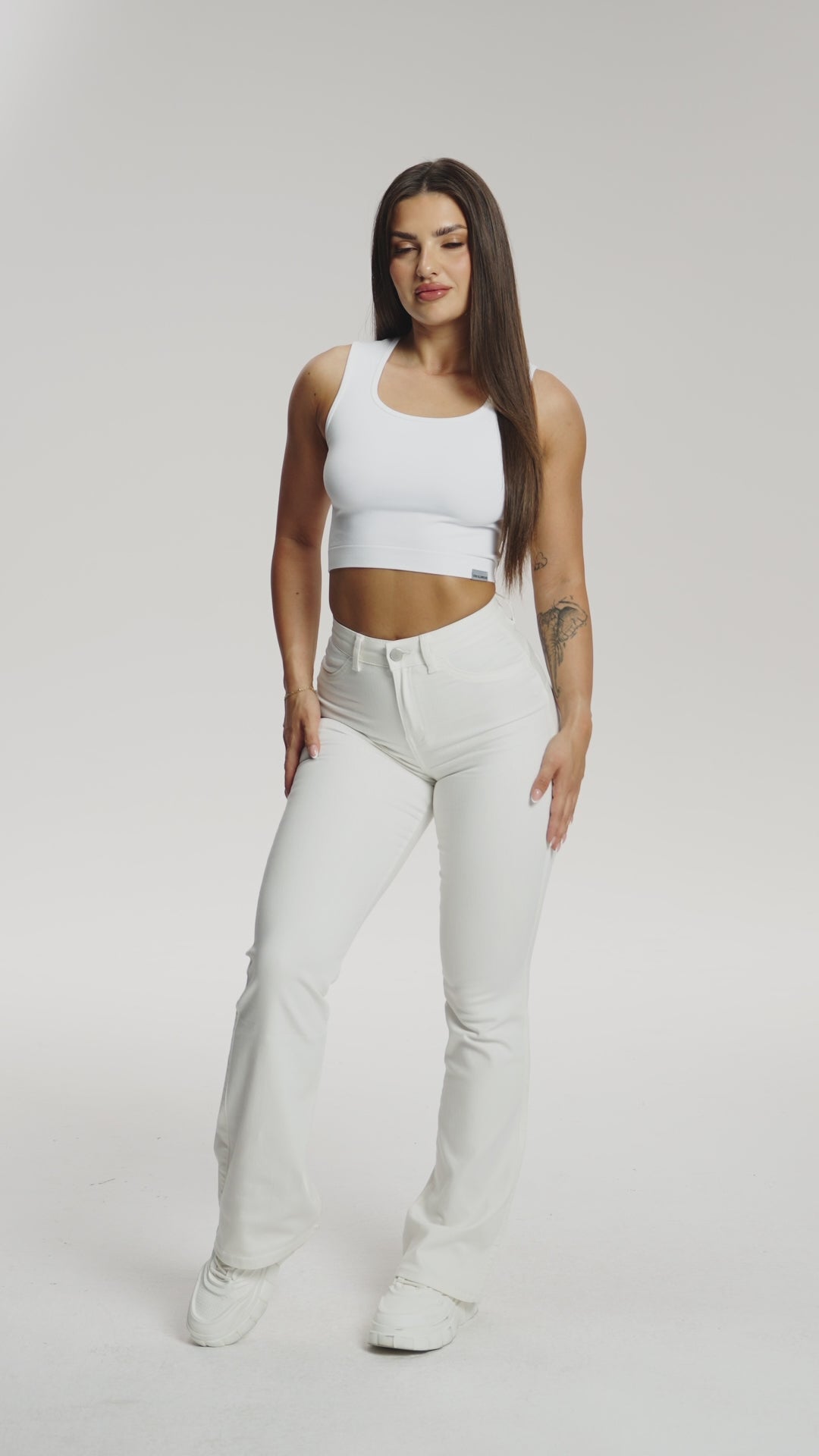Džínsy zvony  long perfect slim off white