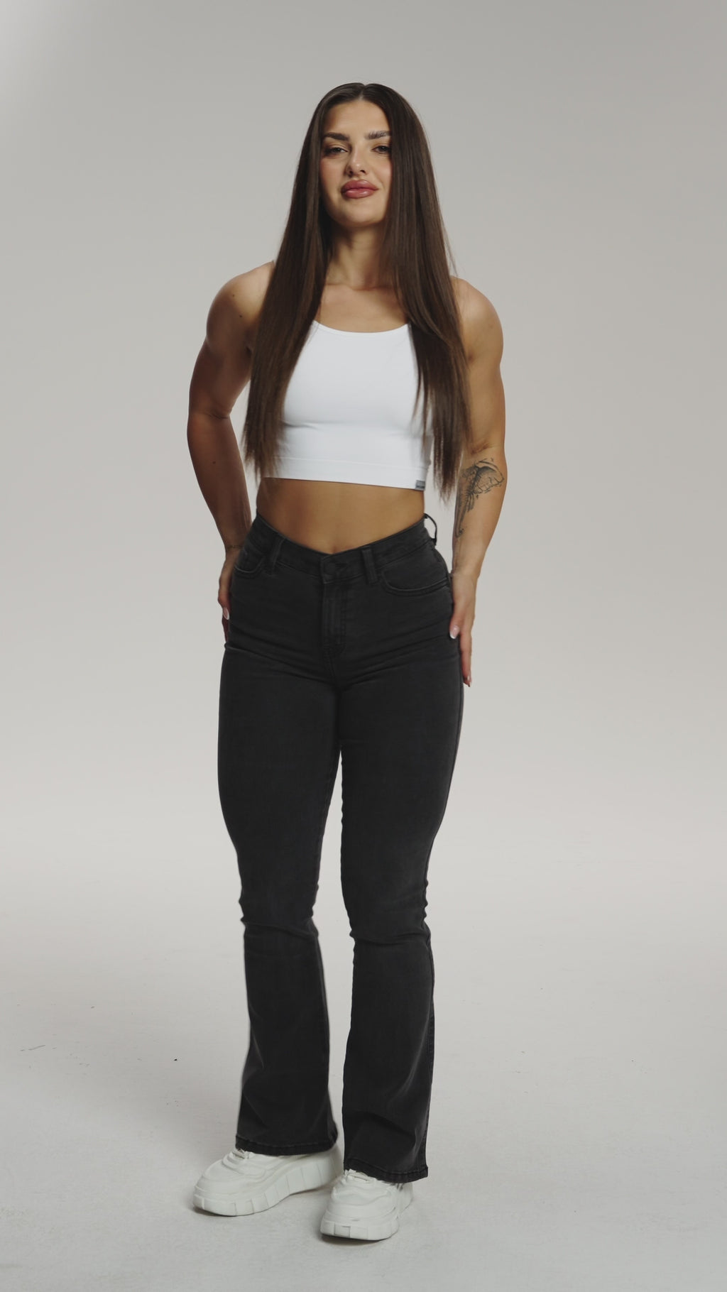 Džínsy zvony perfect slim black